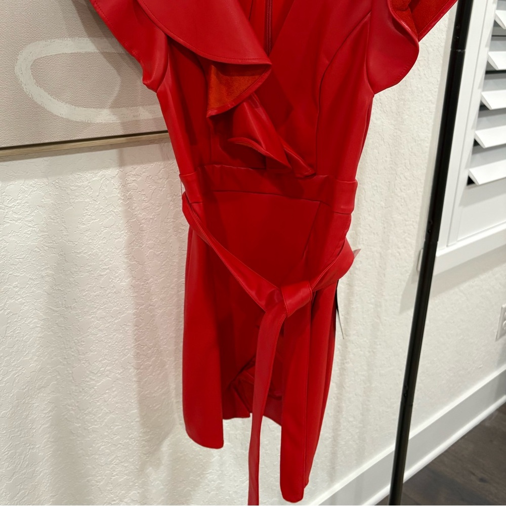 bebe Red Ruffle Mini Dress - Picture 6 of 7
